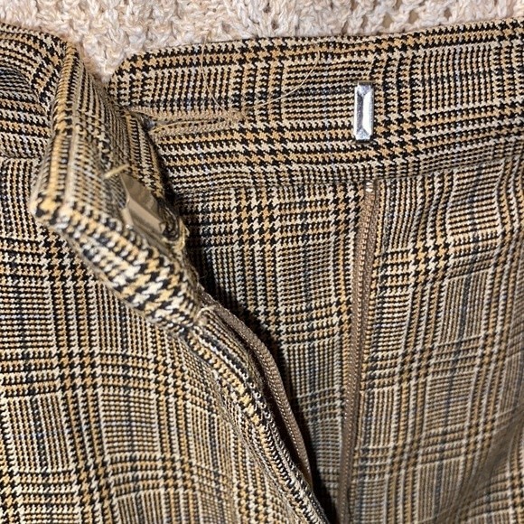 Vintage 90s Liz Claiborne Trousers Kylie Plaid Pleated Brown & Tan Pants Size 6 - Picture 15 of 16